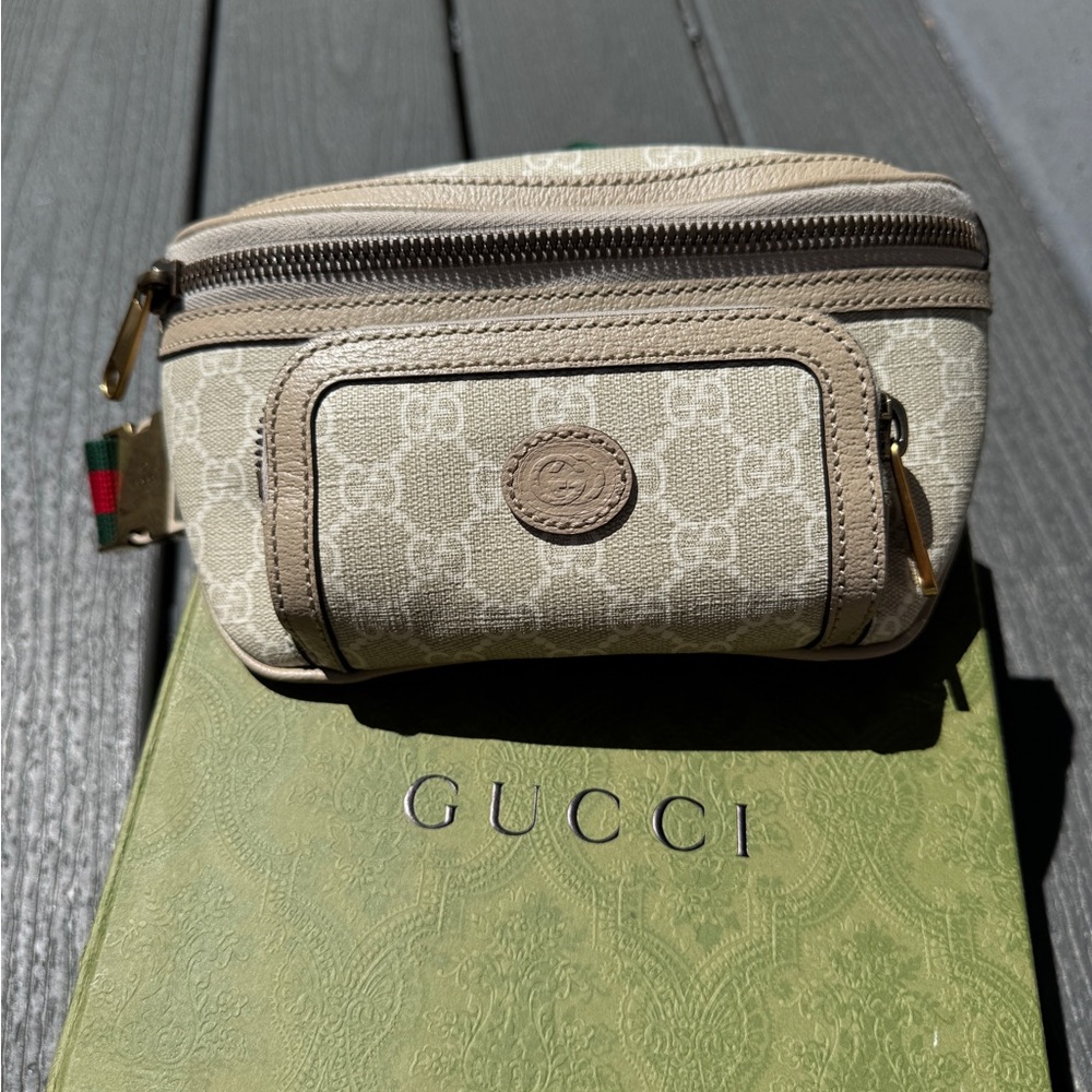 Gucci GG Supreme Belt Bag White Oatmeal